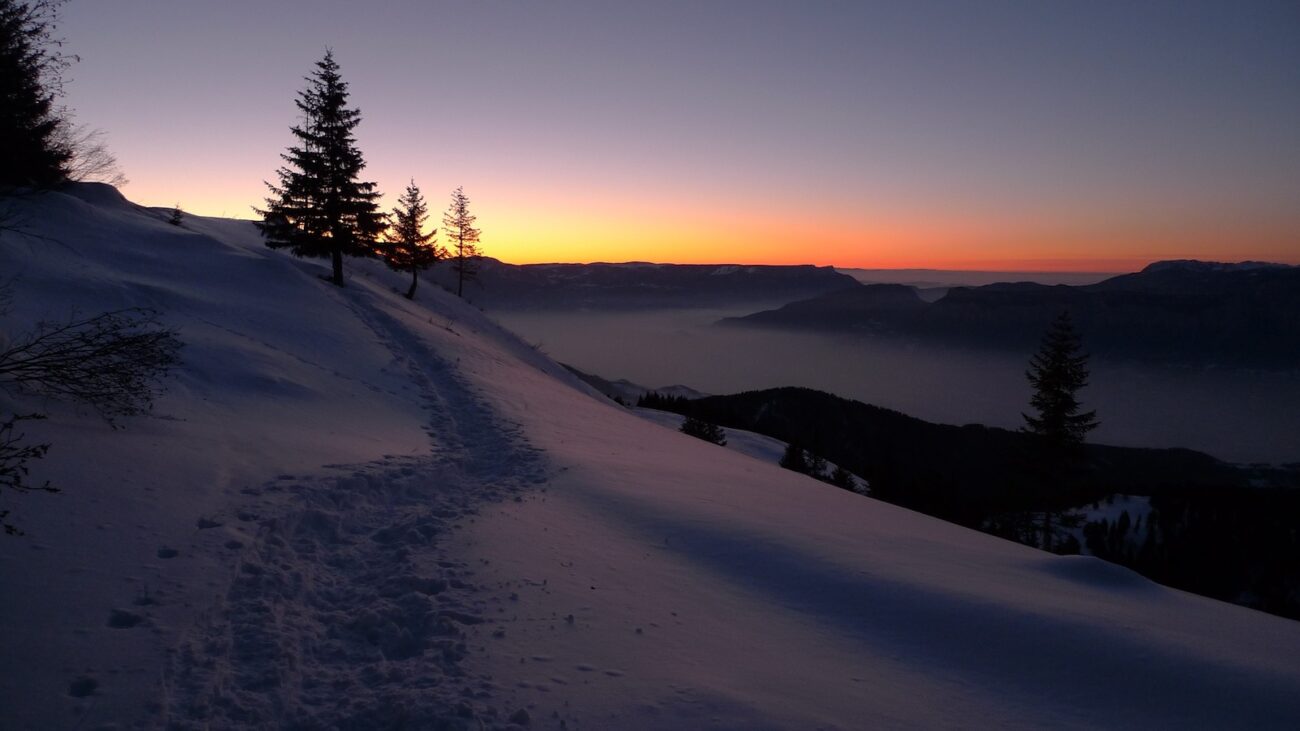 Winter solstice snow covered landscape