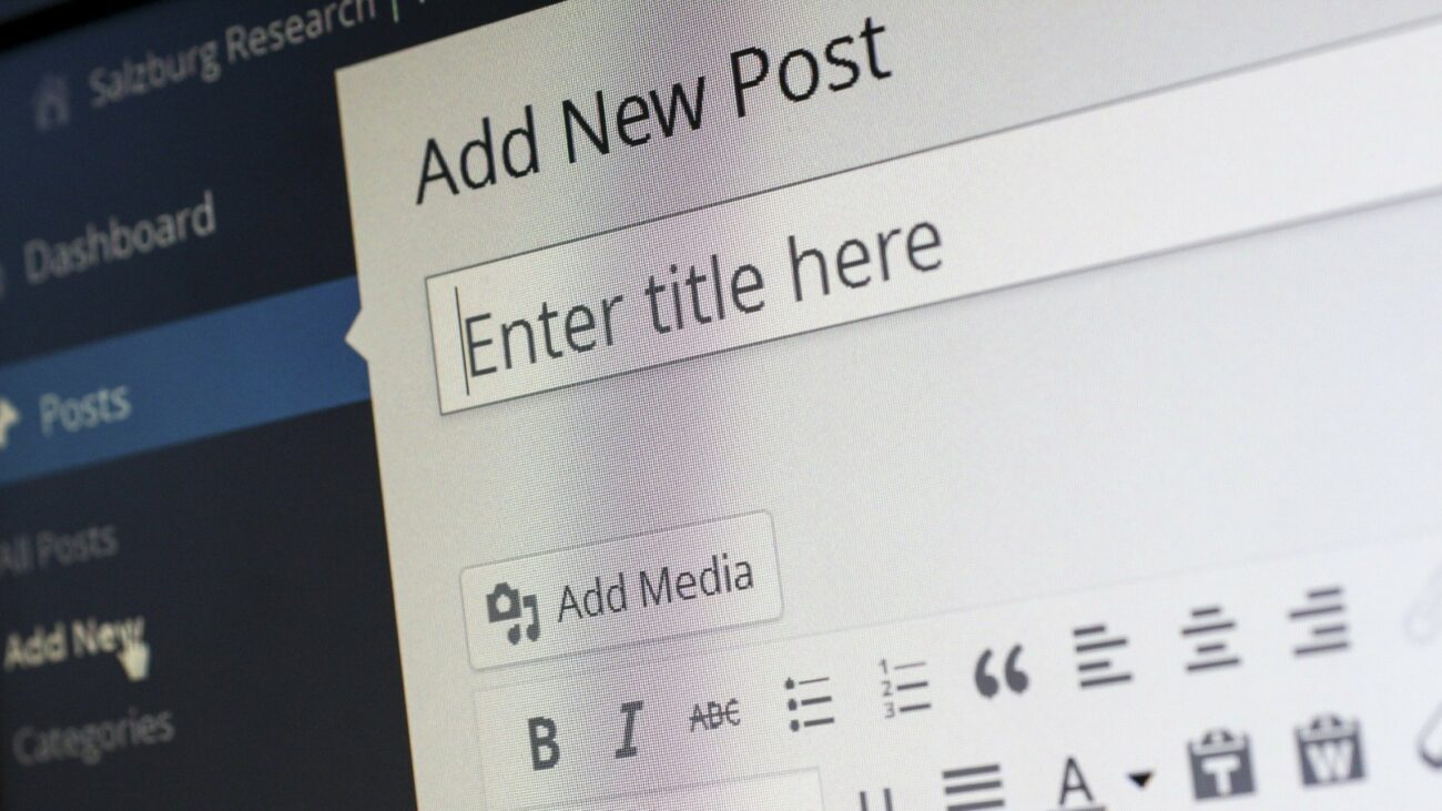 WordPress blog screen
