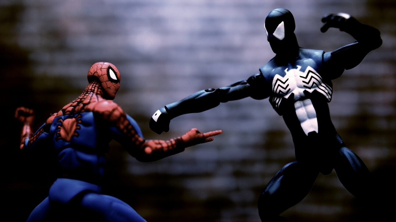 Regular and black suit Spider-Man superhero action figures