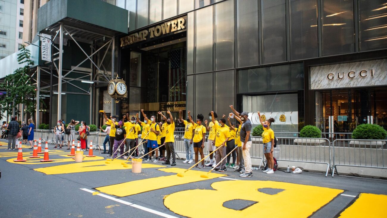 BLM mural protest in front of Trump Tower