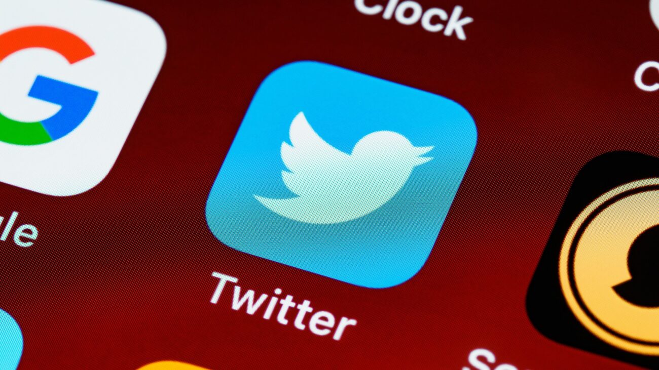 Twitter app on screen