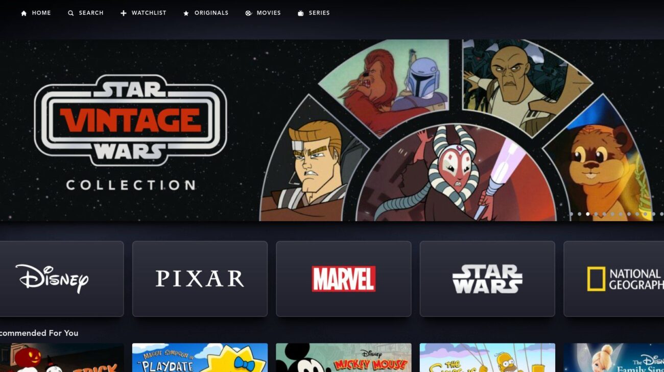 Disney+ main page with vintage Star Wars