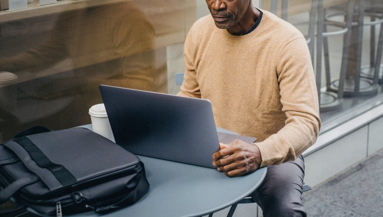 Black man at laptop