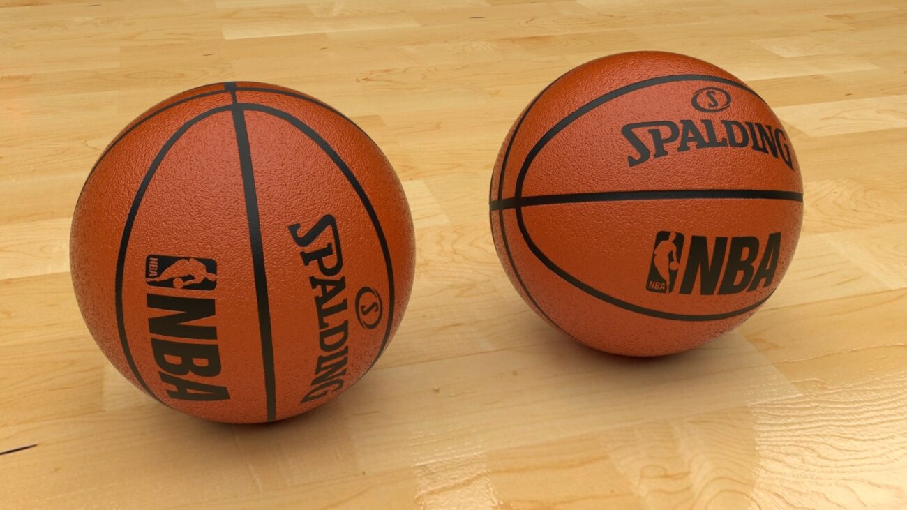 Basketballs on a court