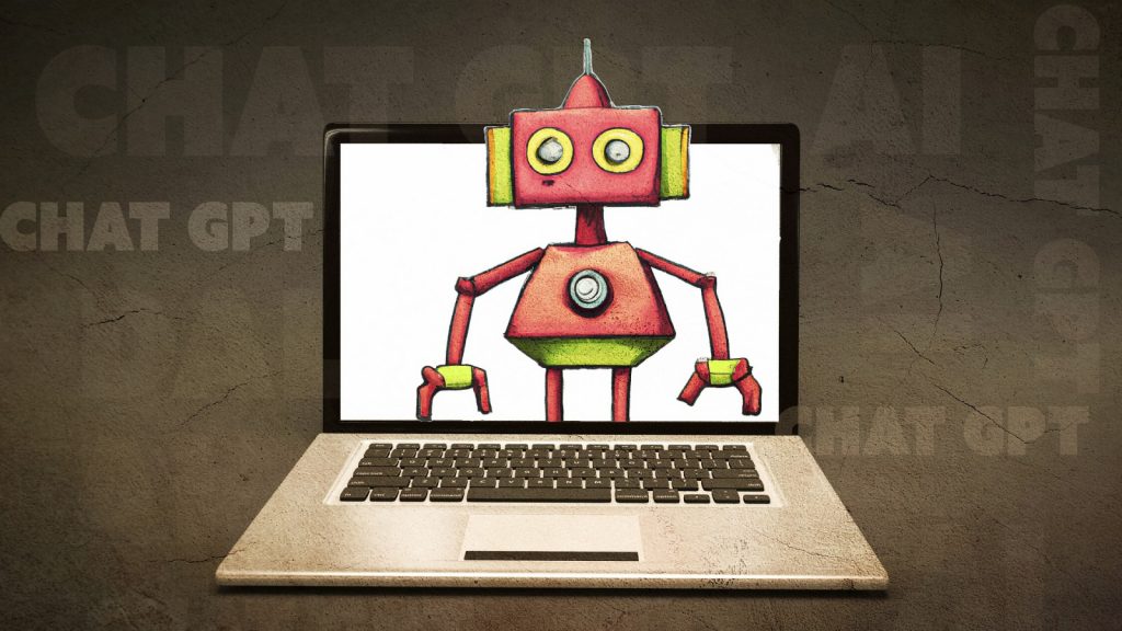 ChatGPT bot on a laptop drawing