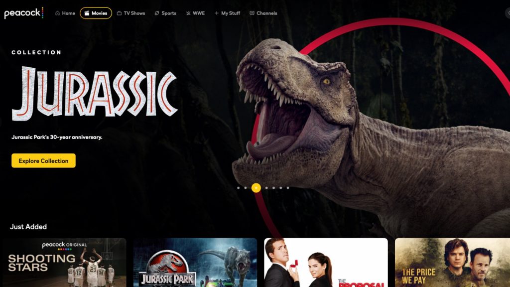 Peacock movie screen