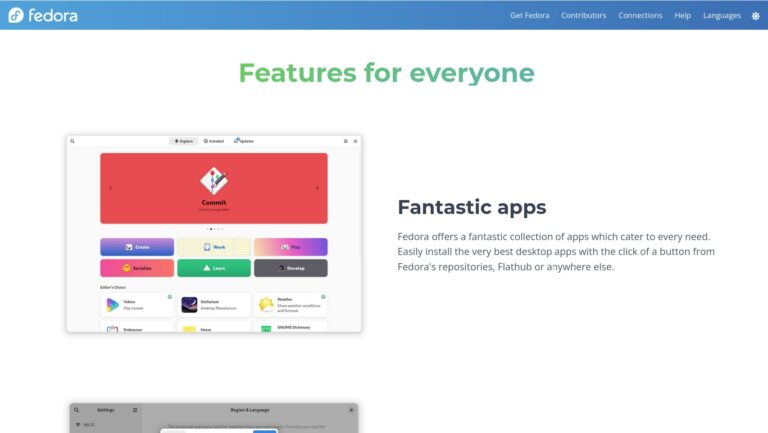 Fedora web page