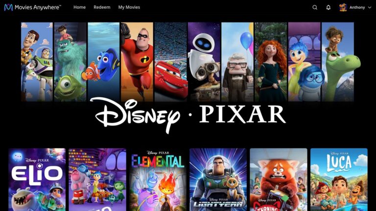 Movies Anywhere Disney Pixar page