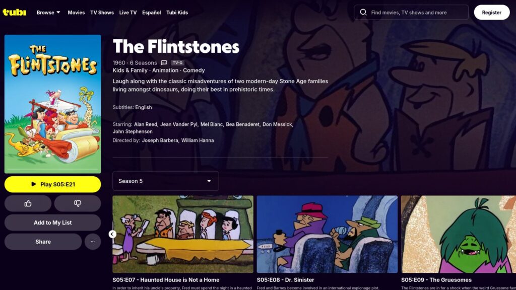 The Flintstones on Tubi