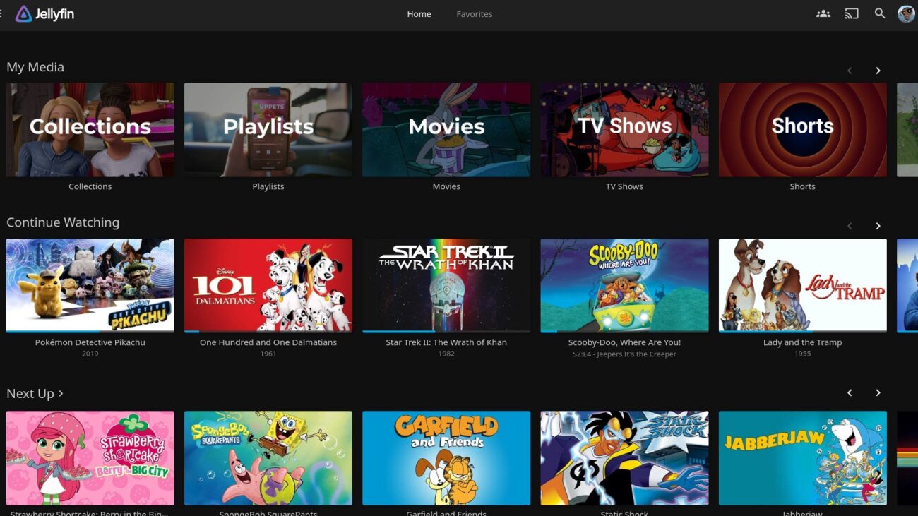 Jellyfin main page