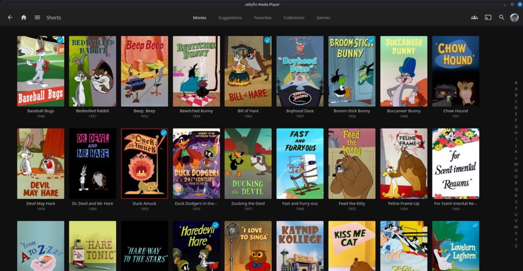 Looney Tunes shorts on Jellyfin