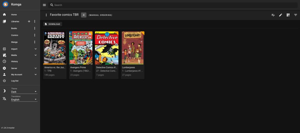 Komga comic TBR list