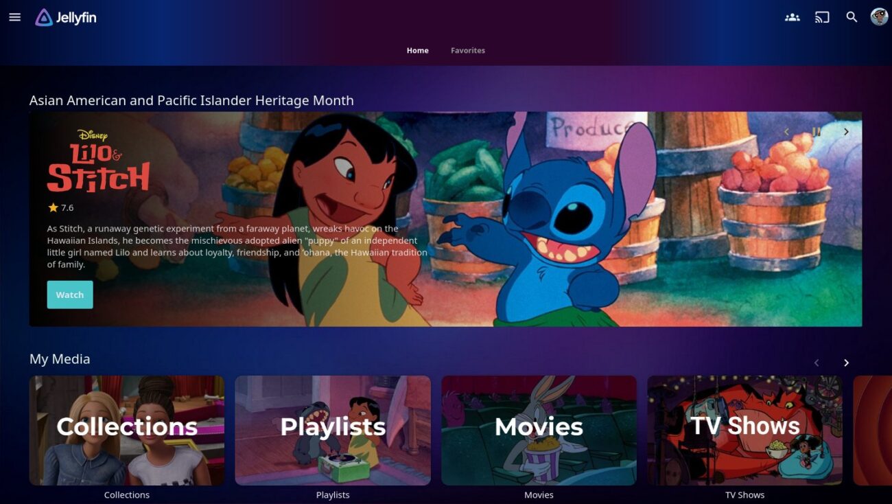 Jellyfin main page