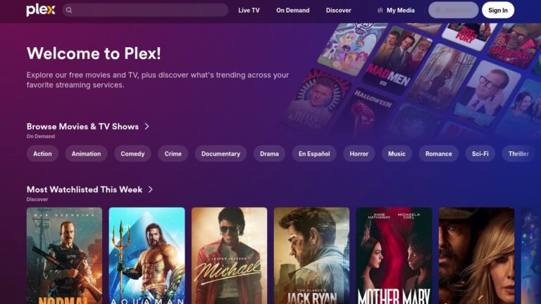 Plex main page