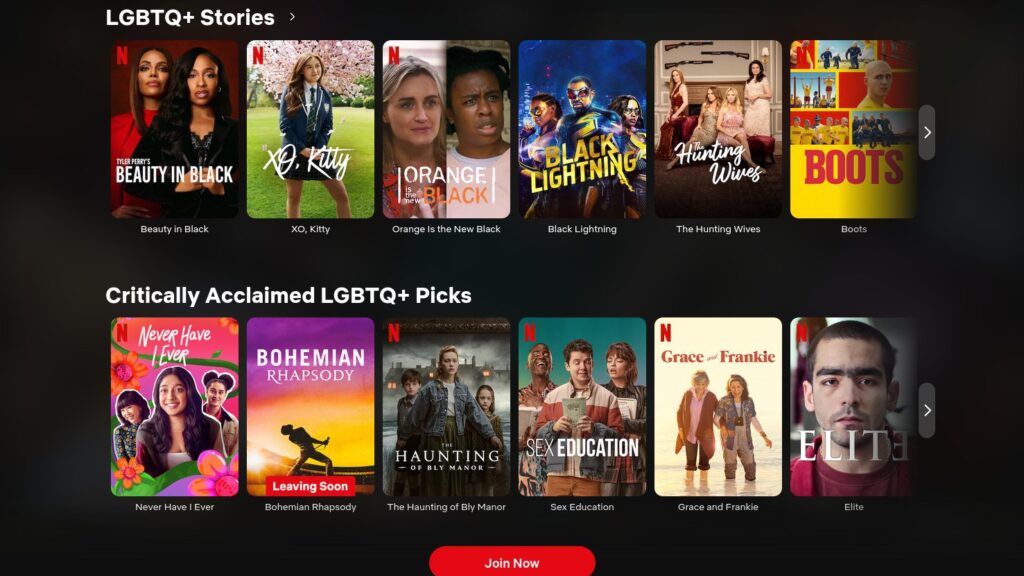 Netflix Pride page