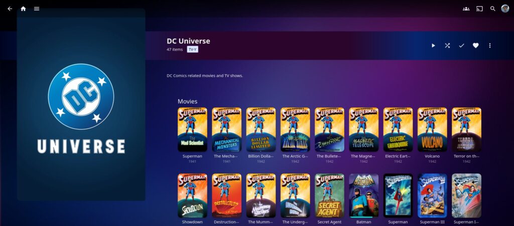 DC Comics themed Jellyfin collection