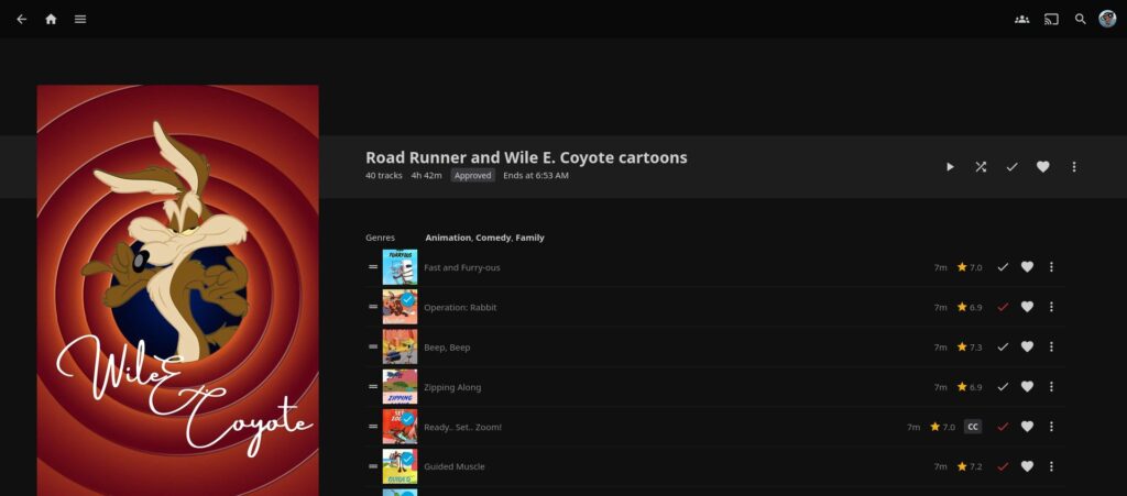 Roadrunner playlist on Jellyfin